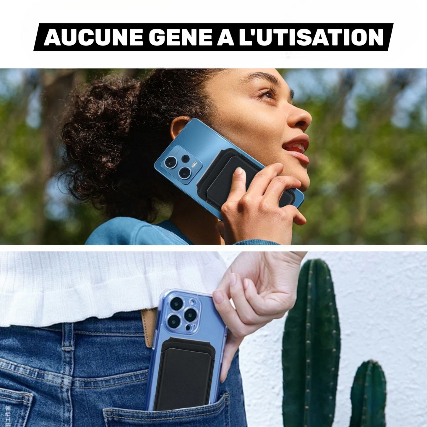Porte-carte pliable magnétique 3-en-1