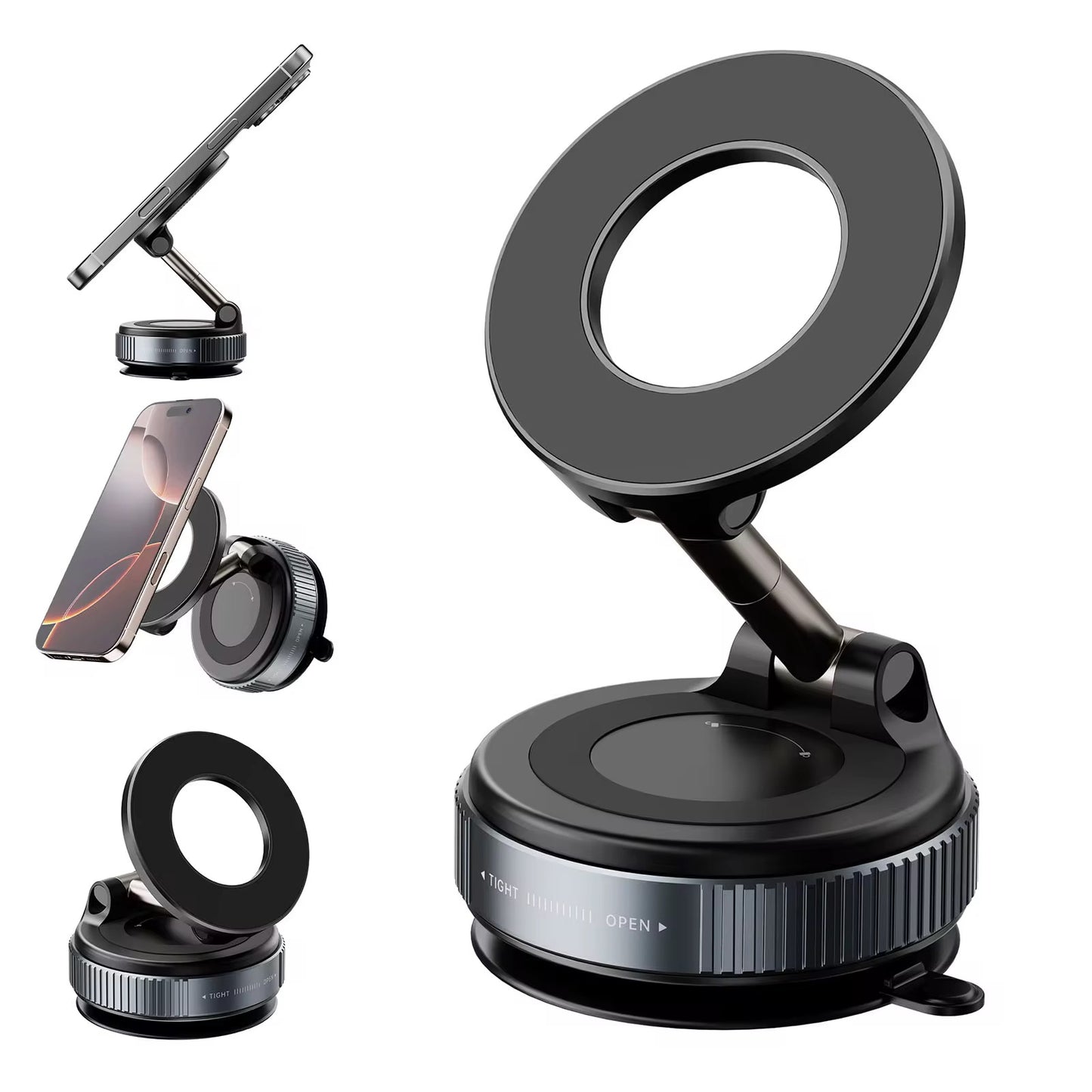 Support de téléphone 360° multitâche pour voiture, bureau et domicile.