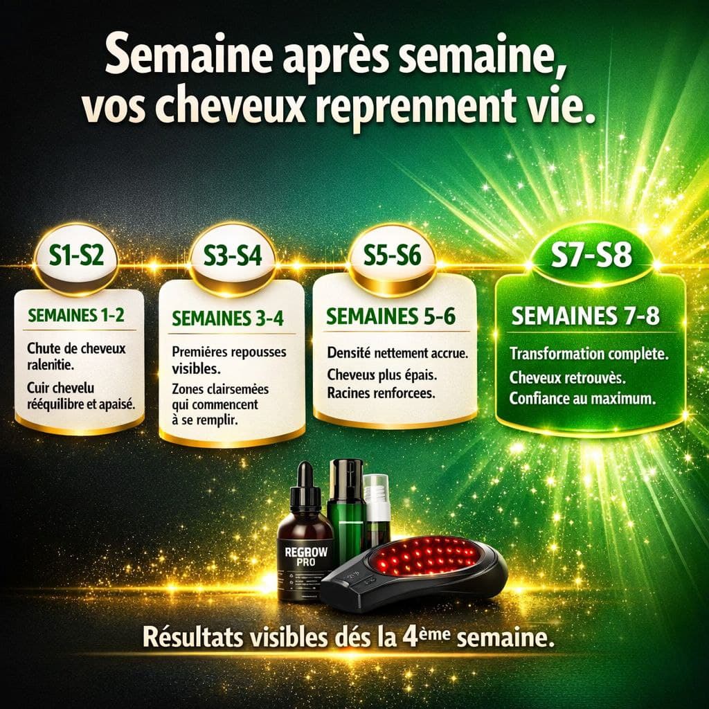 Vos cheveux retrouvés en quelques semaines seulement.