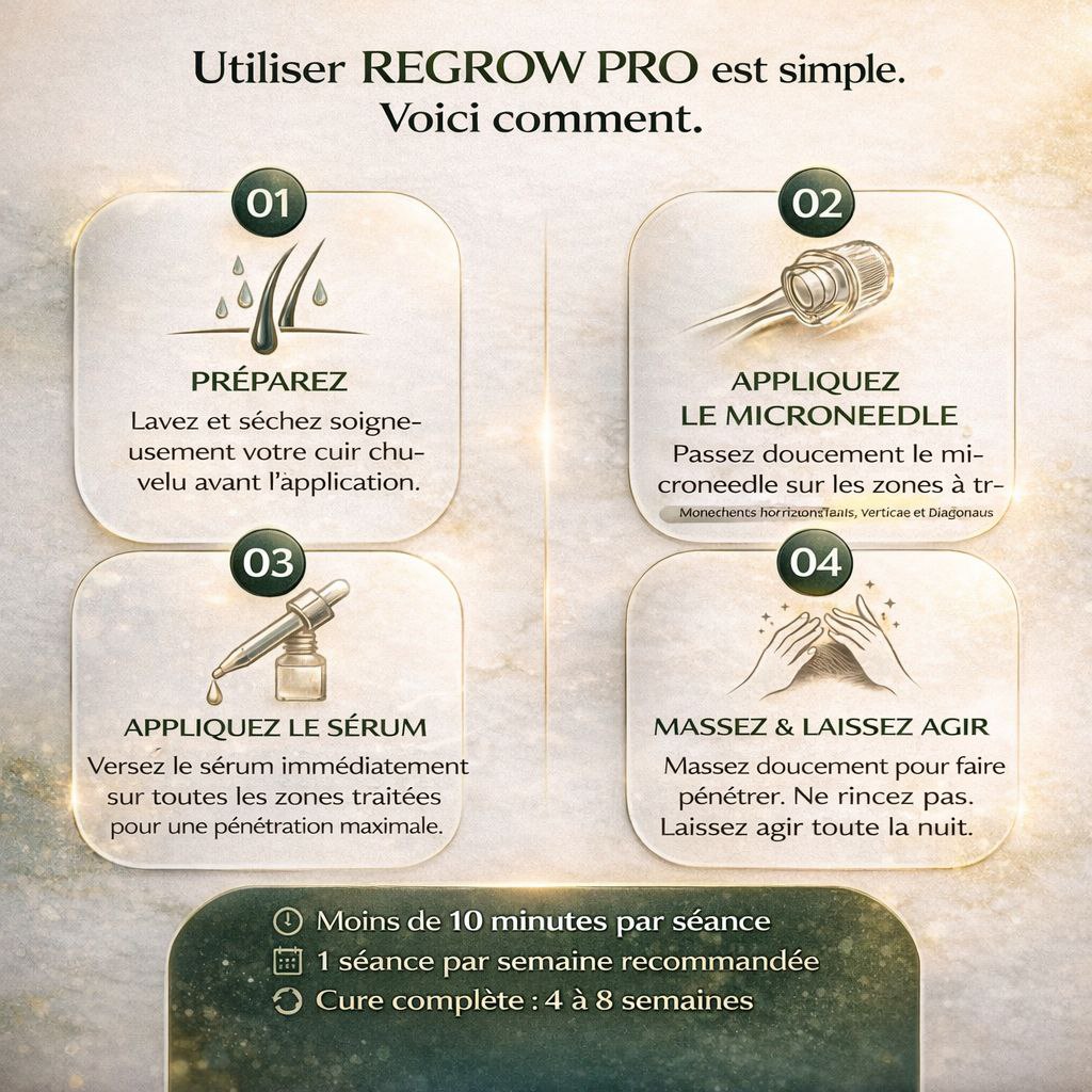 REPOUSSE PRO. Vos cheveux retrouvés en quelques semaines seulement.