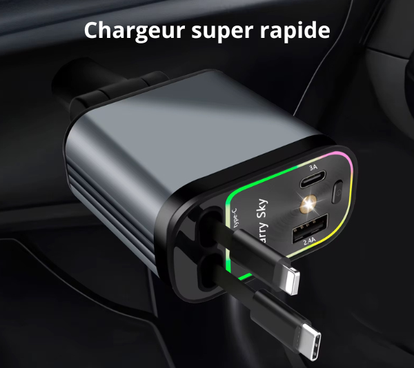 Super chargeur allume cigare 4en1