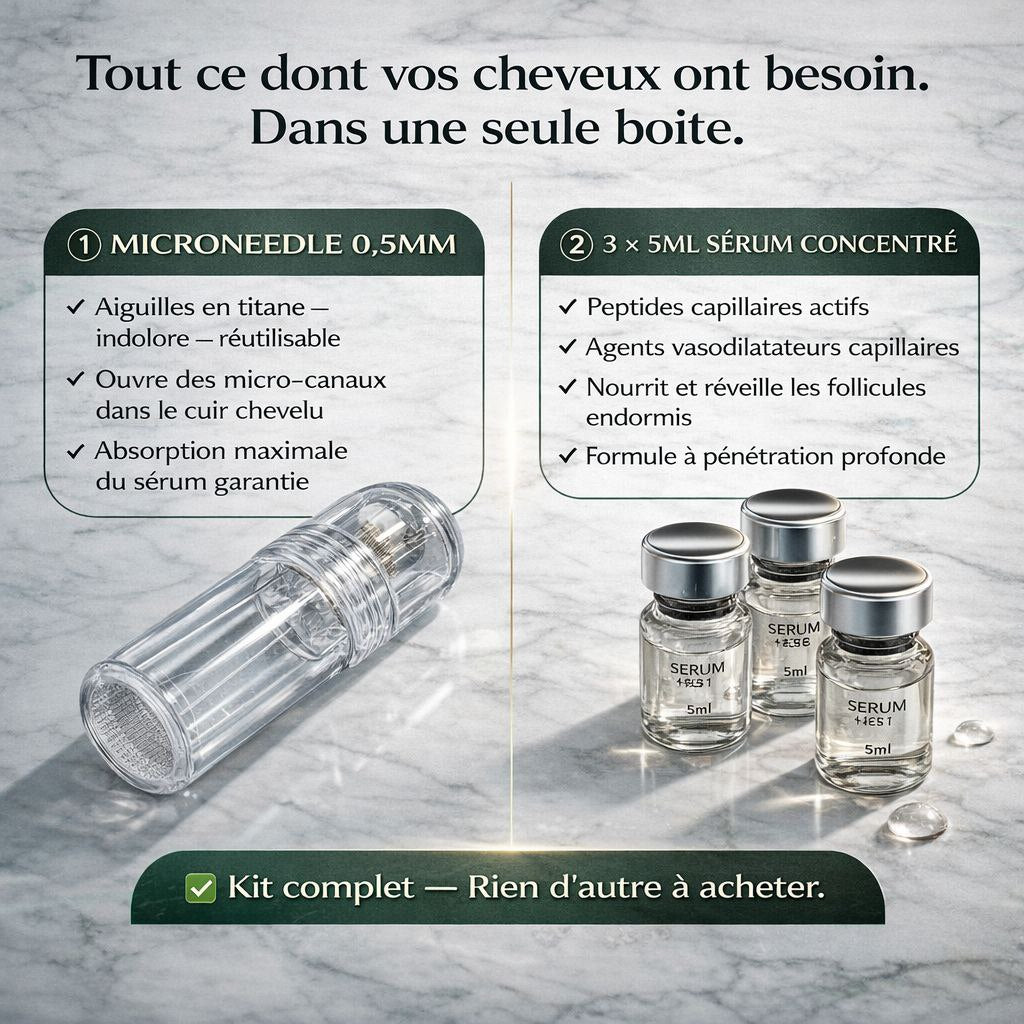 REPOUSSE PRO. Vos cheveux retrouvés en quelques semaines seulement.