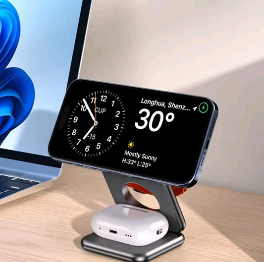 Chargeur magnétique pliable 3 en 1 à charge rapide sans fil