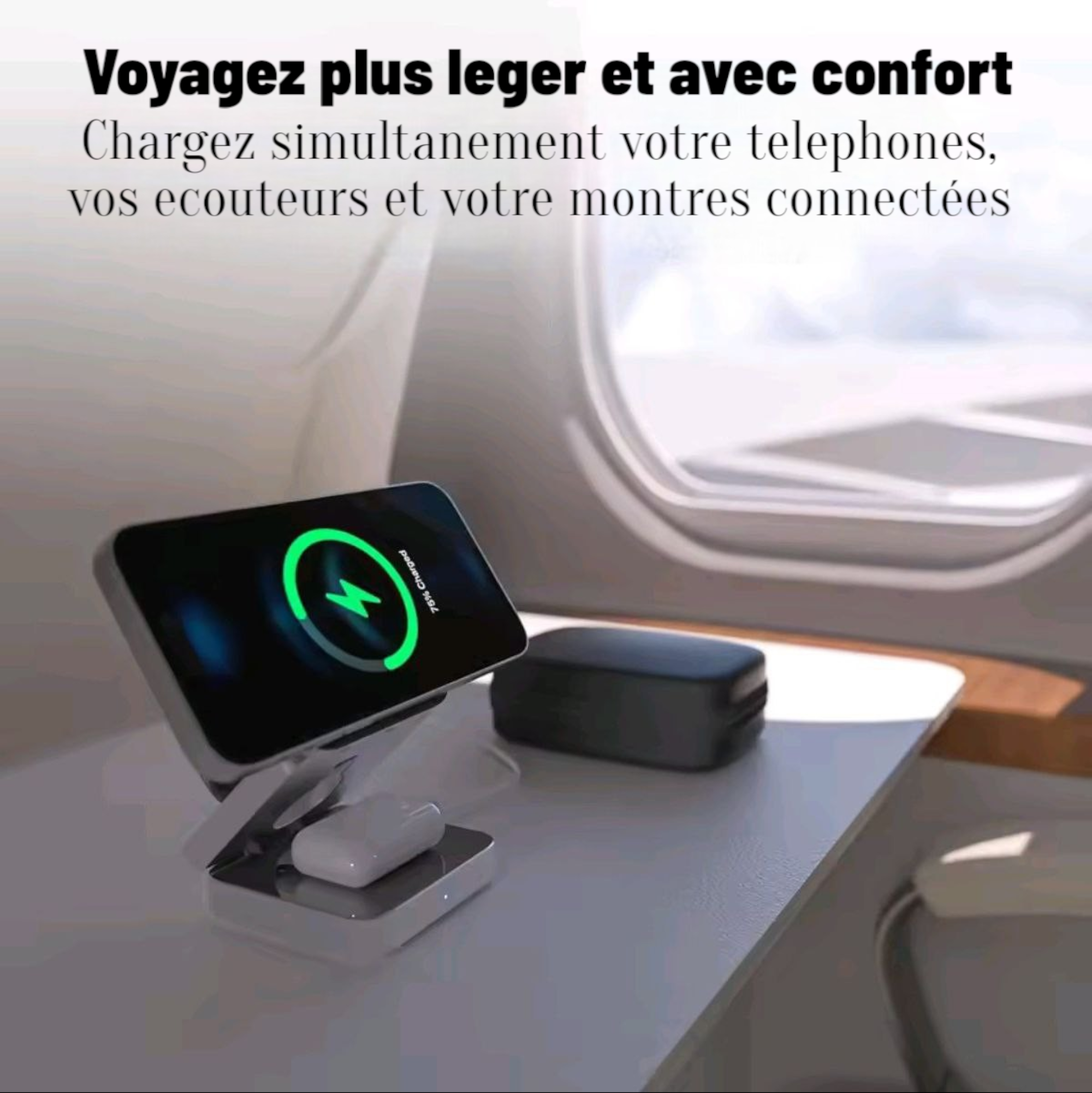 Chargeur magnétique pliable 3 en 1 à charge rapide sans fil