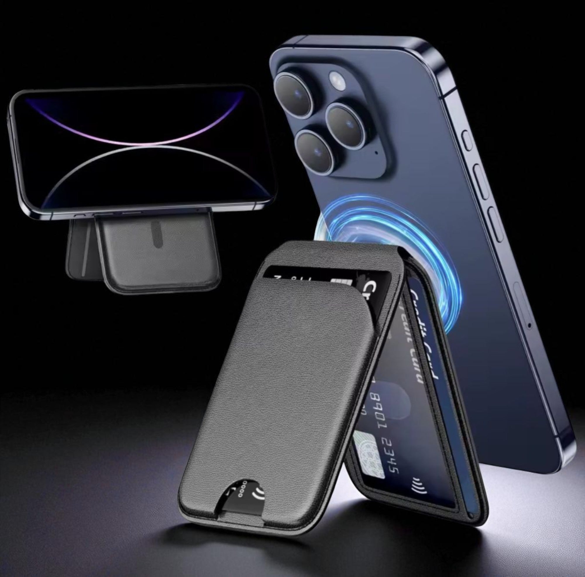 Porte-carte pliable magnétique 3-en-1